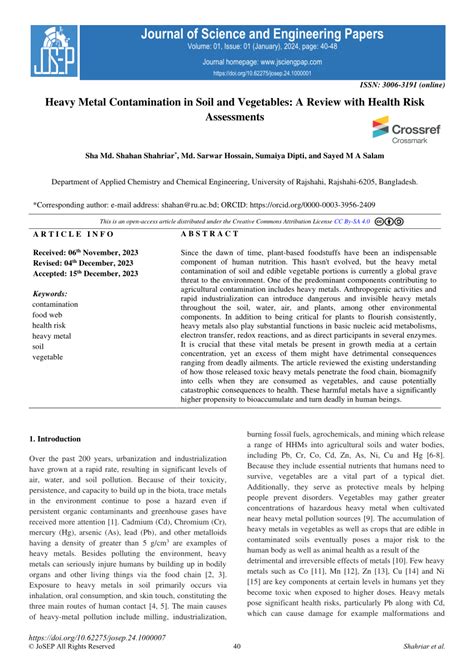 Pdf Heavy Metal Contamination In Soil And Vegetables A Review With