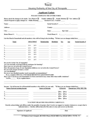 Fillable Online Hacamd Household Change And Update Form Housing