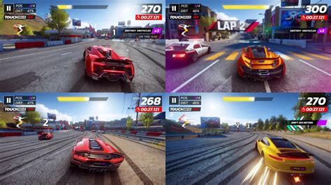 Dynamische Splitscreen Rennaktion Im Asphalt Rennspiel