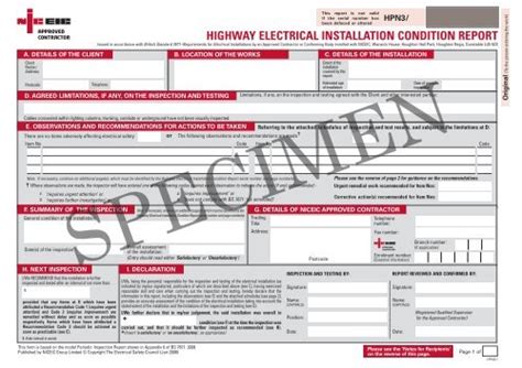 highway electrical installation condition report - NICEIC