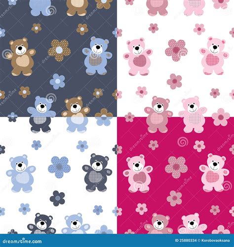 Seamless Pattern Of A Toy Teddy Bear Stock Vector Illustration Of