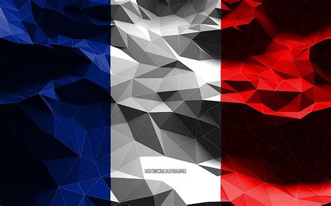 French Flag Low Poly Art European Countries National Symbols Flag