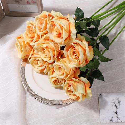 𝐅ake Flowers Rose Bouquet Silk Flower Flower Artificial Flower Single Living Room Decoration Dry