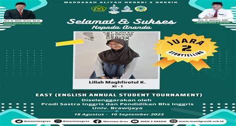 Prestasi Cemerlang Siswa Man Gresik Lillah Maghfirotul Karimah Raih