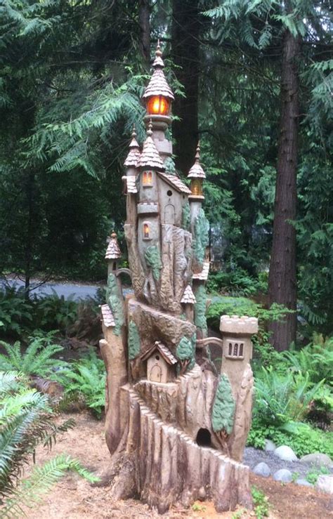 Carved Tree Stump Fairy Tree Houses Fairy Garden Diy