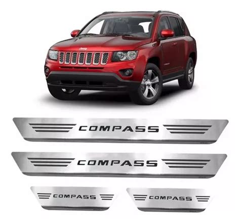 Soleira Portas Jeep Compass Resinada Prata Parcelamento Sem Juros