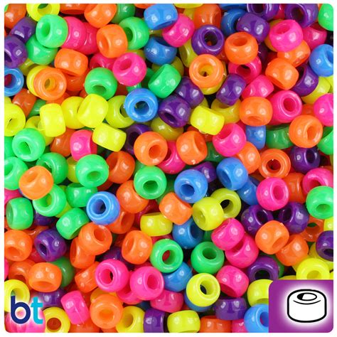 Neon Bright Mix 65mm Mini Barrel Pony Beads 1000pcs