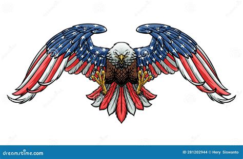 Bald Eagle With American Flag Color Stock Vector Illustration Of