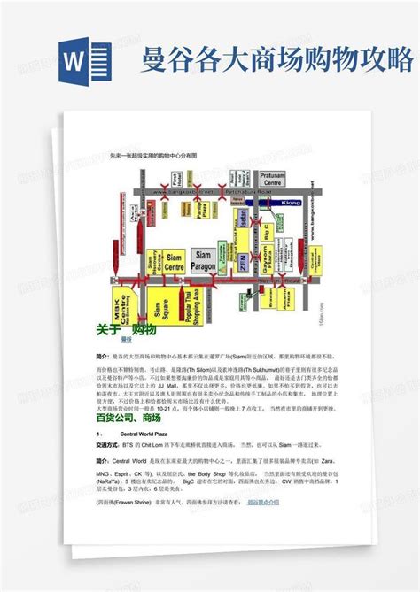 曼谷各大商场购物攻略word模板下载编号qmbxgnza熊猫办公