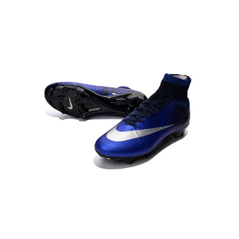 Cristiano Ronaldo Nike Mercurial Superfly 4 FG Shoes Royal Blue Silver