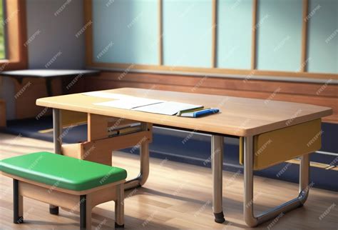 Premium Photo Beautiful School Classroom Bench And Table With Other