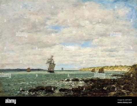 Eugène Boudin Coast of Brittany painting in oil on canvas 1870 Stock