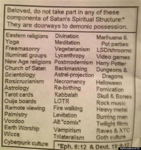 Doorways To Demonic Possession Fundamentalists Allegedly Pamphlet