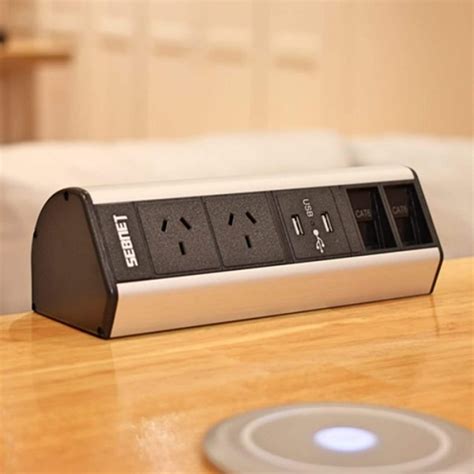 V4s Horizontal Desktop Power Outlet With Usb And Data Sockets