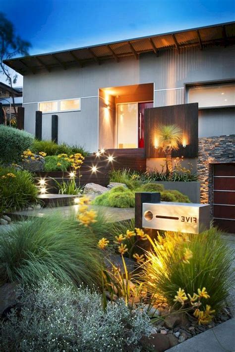 modern-urban-front-yard-garden-with-lighting-ideas – HomeMydesign