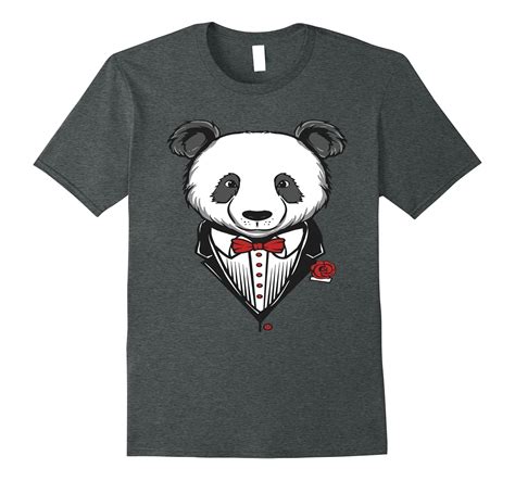 Funny Tuxedo Costume Panda T-Shirt With Red Bow Tie-T-Shirt – Managatee