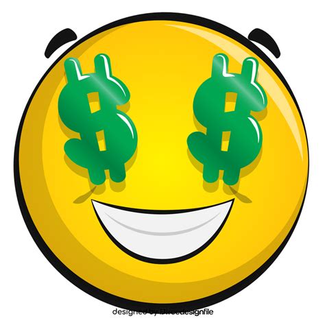 Money eyes, dollar sign eyes emoji, emoticon, smiley clipart free download