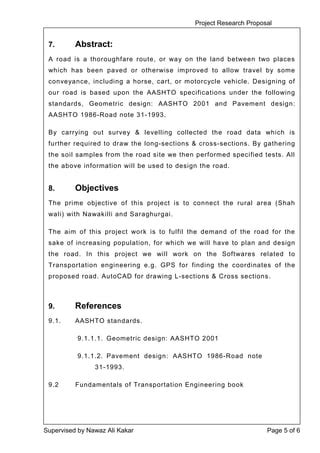 Project Research Proposal Design of 4.5km road | PDF