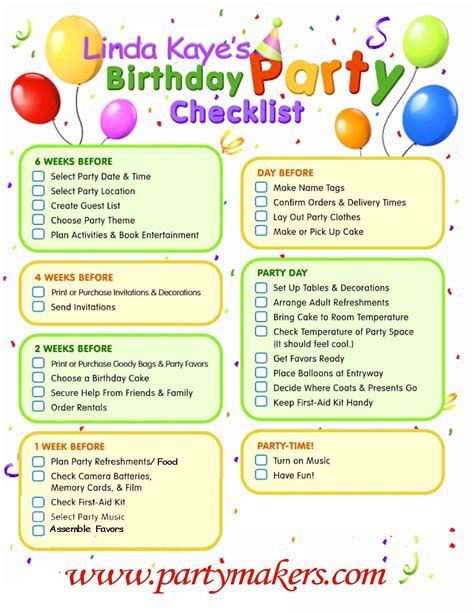 Party Tips Birthday Party Checklist Party Checklist Party Planning