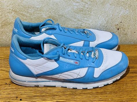 REEBOK Classic Retro Tennis Shoes Blue / White Leathe… - Gem