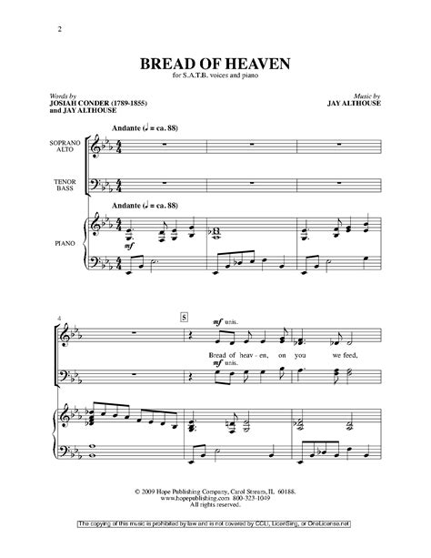 Bread Of Heaven Satb By Jay Althouse J W Pepper Sheet Music