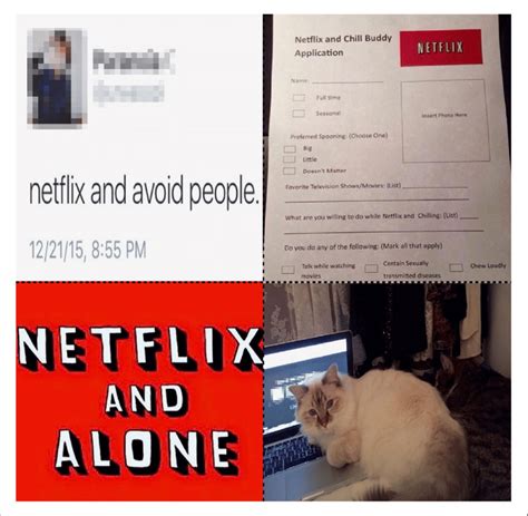 Left Two Images That Were Tagged With Netflix And Chill And Alone