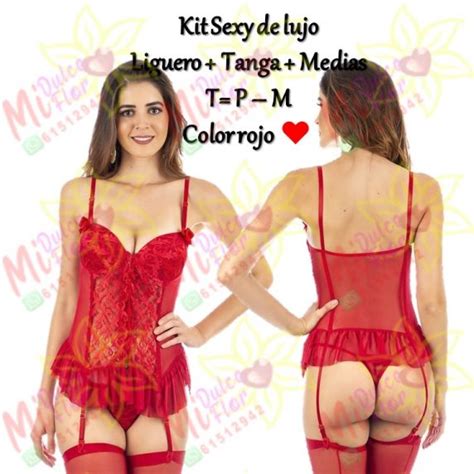 Kit Sexy De Lujo Liguero Tanga Medias Sex Shop Mi Dulce Flor Bolivia