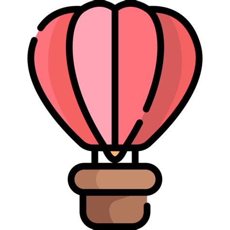 Hot Air Balloon Kawaii Lineal Color Icon