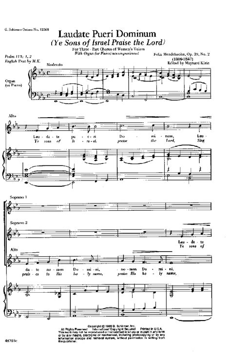 Laudate Pueri Dominum (SSA ) by Felix Mendel | J.W. Pepper Sheet Music ...