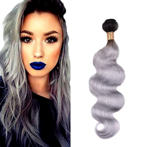 Amazon Ombre Grey Bundles Body Wave Human Hair Bundles Black And