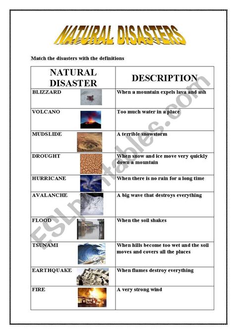 Natural Disasters Esl Worksheet By Emece