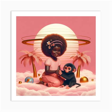 Girl With A Monkey Art Print by DigitalPeaches - Fy