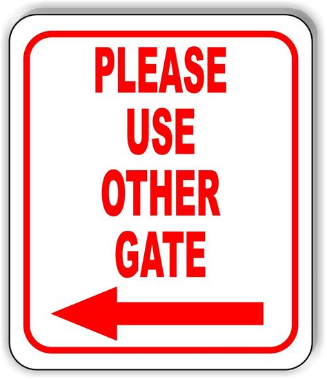 Buy Please Use Other Gate Left Arrow Entrance Sign For Visitors Or