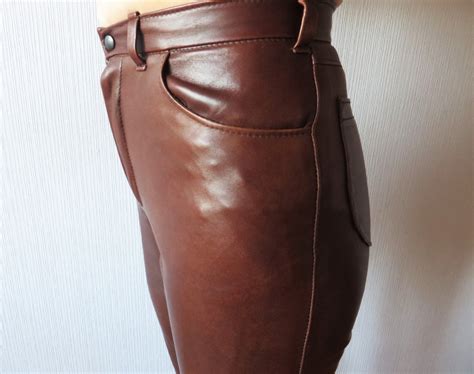 Reserved Vintage 80s Cognac Brown Leather Pants High Waisted