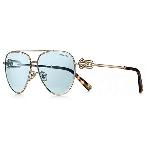 Tiffany And Co Pilot Sunglasses Pale Gold Tiffany Blue® Tiffany City Hardwear Collection