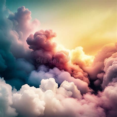 Symbiosis Of Colorful Smoke Cloud Created With Generative Ai