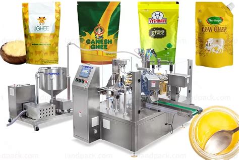 Full Automatic Ghee Pouch Rotary Doypack Filling Sealing Machine With