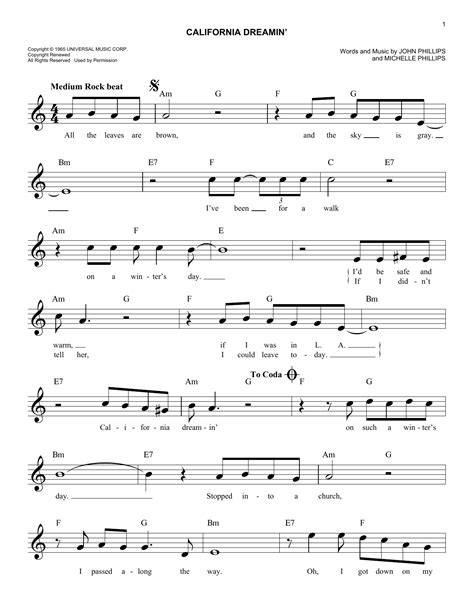 California Dreamin' | Sheet Music Direct