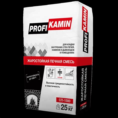 Кладочная смесь для печей и каминов ПрофиКамин огнеупорность 1580°С 25 ...