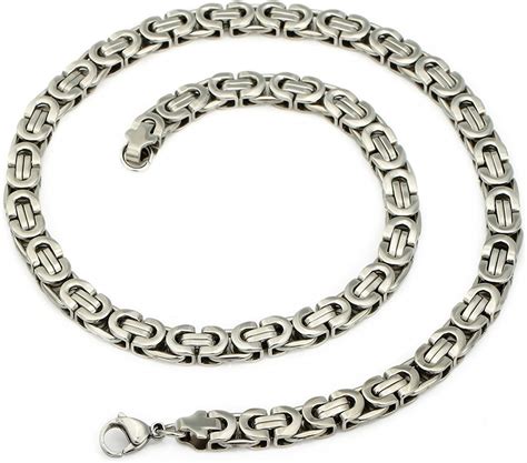 Trendsmax Chaine En Acier 8mm Hommes Inoxydable Collier Plat Byzantine