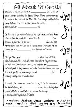 St Cecilia Feast Day Activity Pack by cintsible | TPT