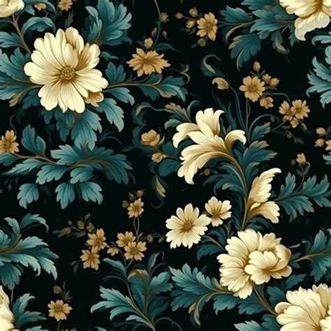 Premium Photo Black Wallpaper With A Floral Pattern