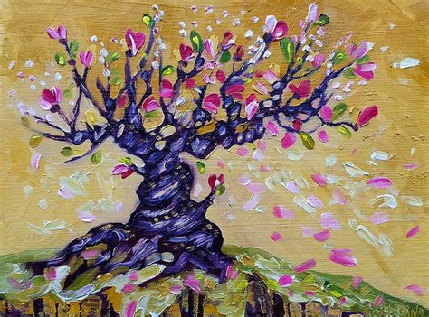 Magnolia Tree Flower Painting Oil on Canvas by Ekaterina Chernova ...