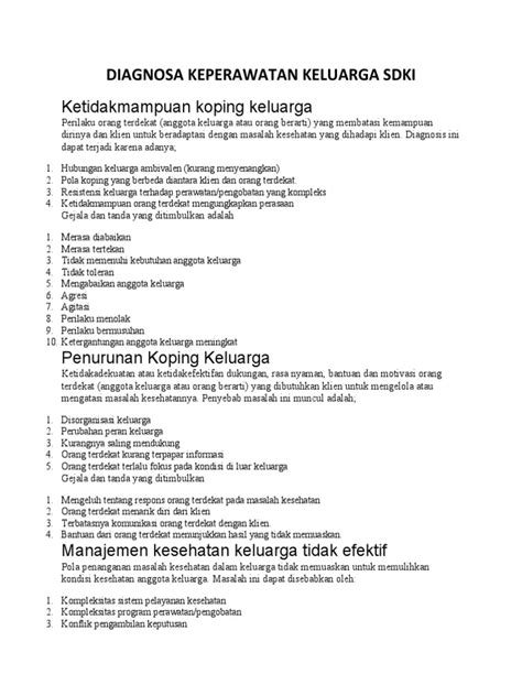 Diagnosa Keperawatan Keluarga Sdki Pdf