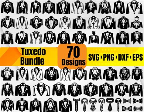 High Quality Tuxedo SVG Bundle Tuxedo Monogram Tuxedo Dxf Tuxedo Png