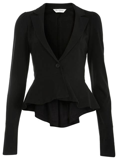 Blk Jersey Peplum Blazer Fashion Style Clothes