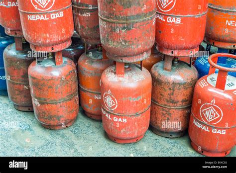 Several Red Gas Cylinders In Kathmandu Nepal Stock Photo Alamy