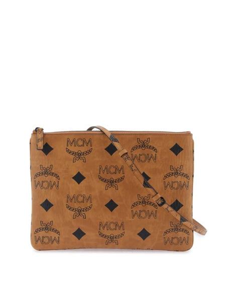 MCM Maxi Visetos Aren Pouch In Brown Lyst UK