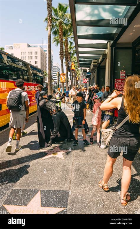 Los Angeles, California, USA - April 26, 2023. Crowded Hollywood Walk ...