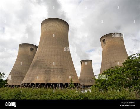 Cooling Towers And Steam At Drax Power Station A Large Biomass Power